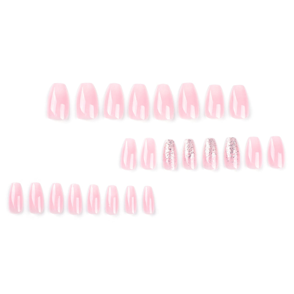 Snow Glow Fade white glitter press-on nails