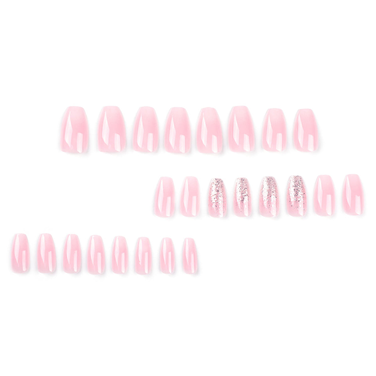 Snow Glow Fade white glitter press-on nails