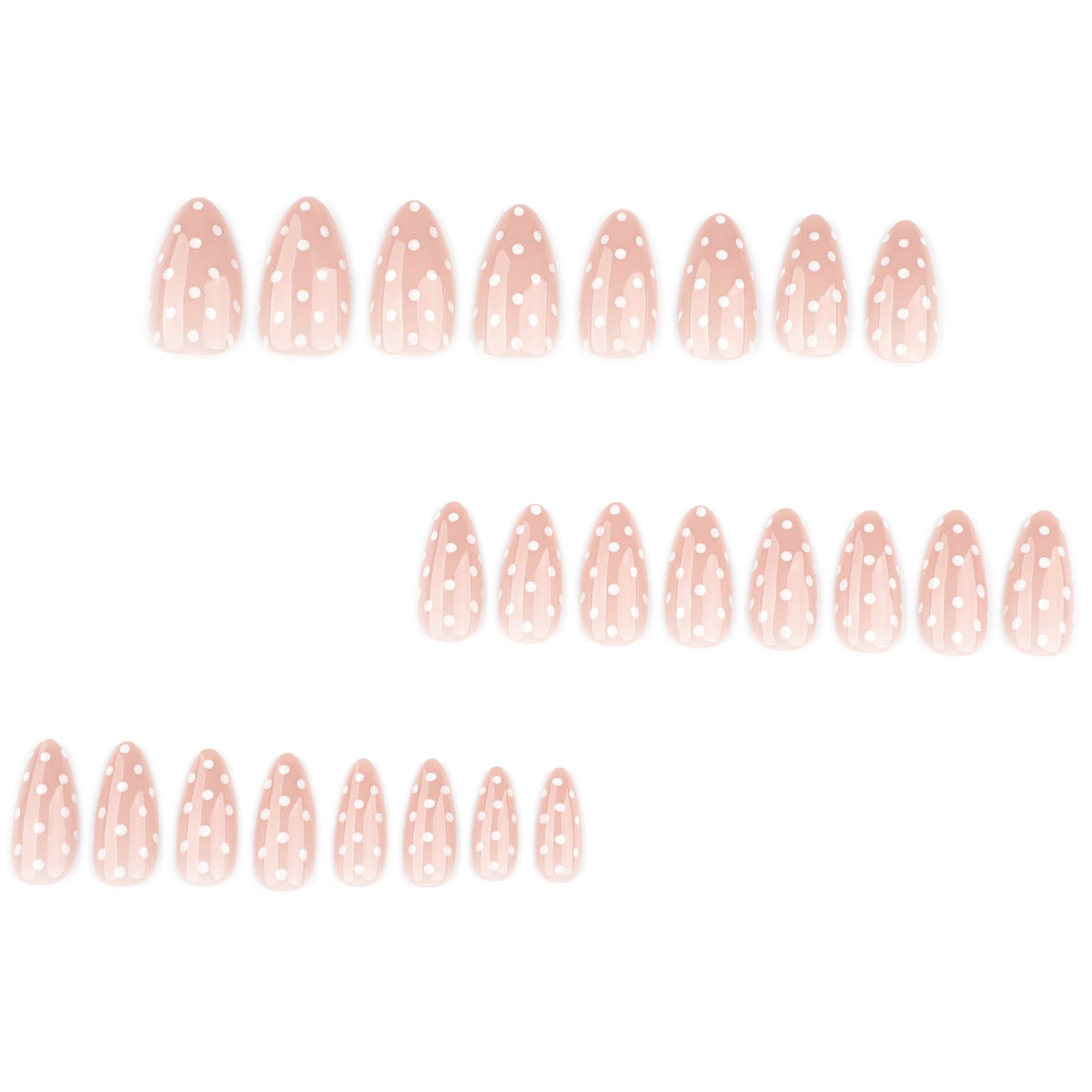 White Dot Almond short press-on nails, alternate view 2