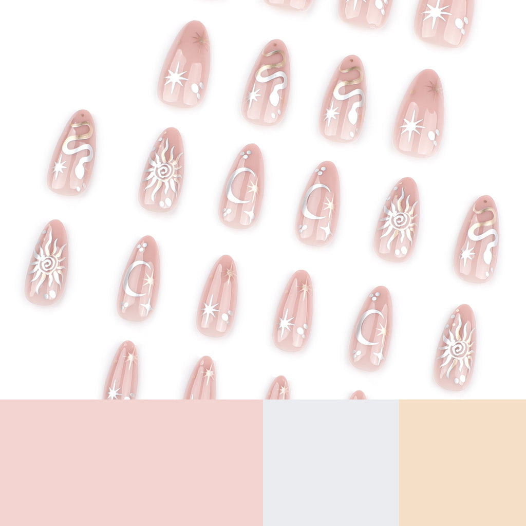 Lunar Snake Celestial almond press-on nails
