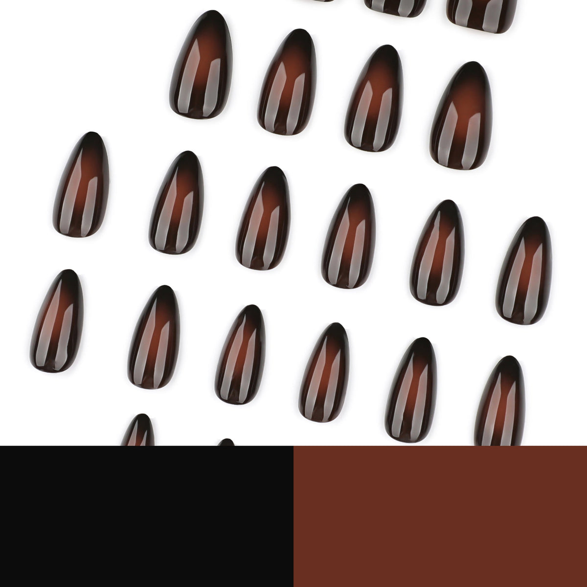 Espresso Veil brown and black smoky almond press-on nails, alternate view 4