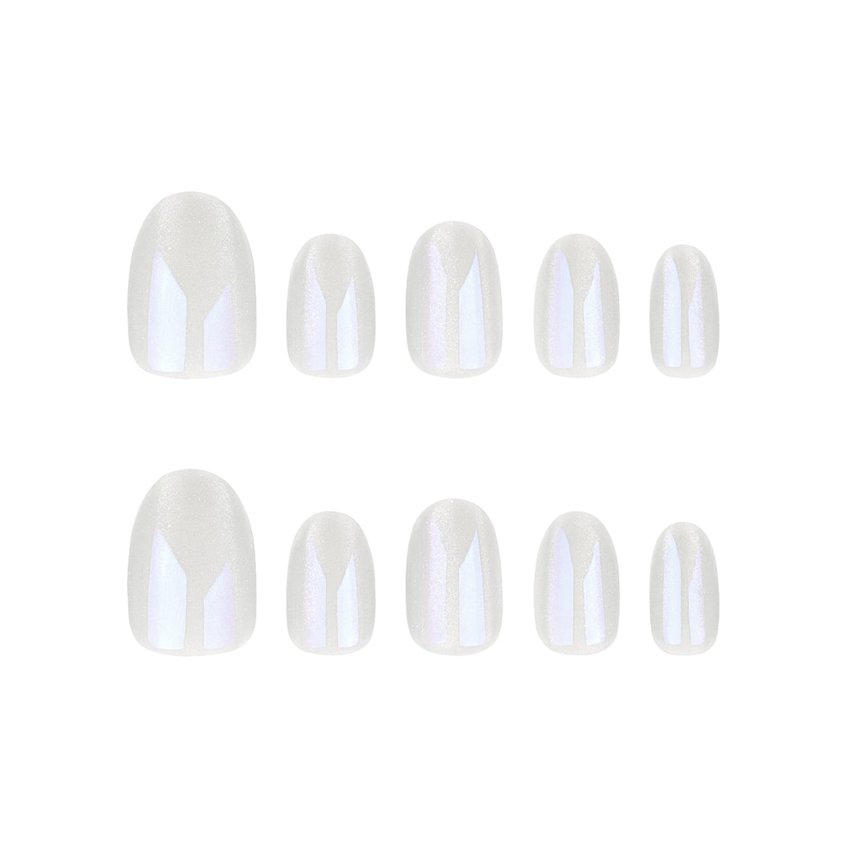 Aurora cat-eye press-on nails, detail view of luminous finish