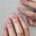 Blush Cat Eye short stiletto press-on nails