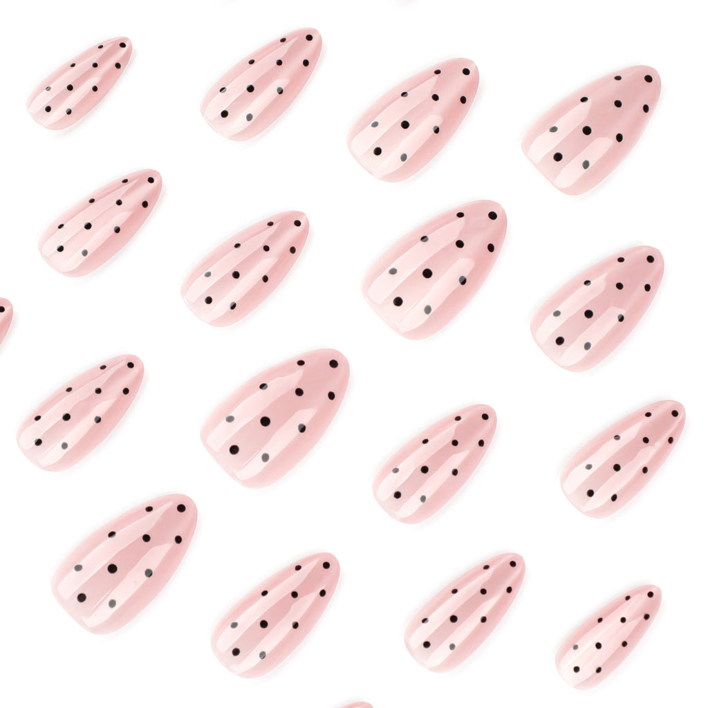 Nude Dot Cat Eye almond press-on nails
