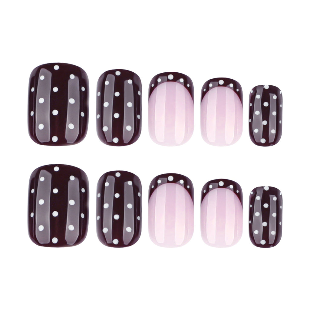 Merlot Dot short square wine red press-on nails