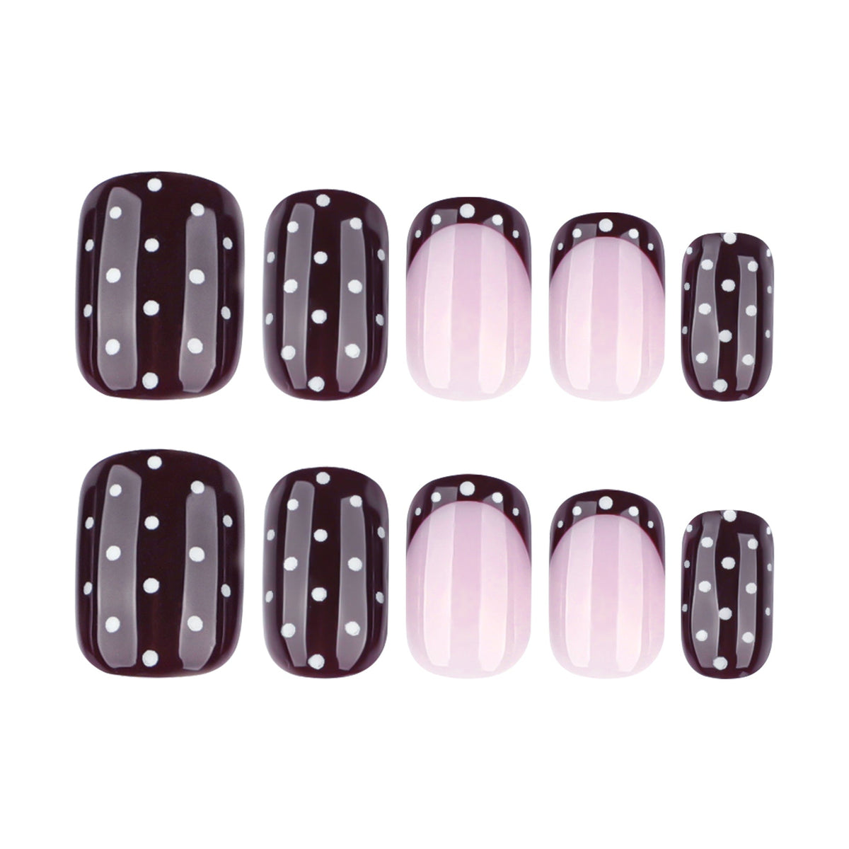 Merlot Dot short square wine red press-on nails