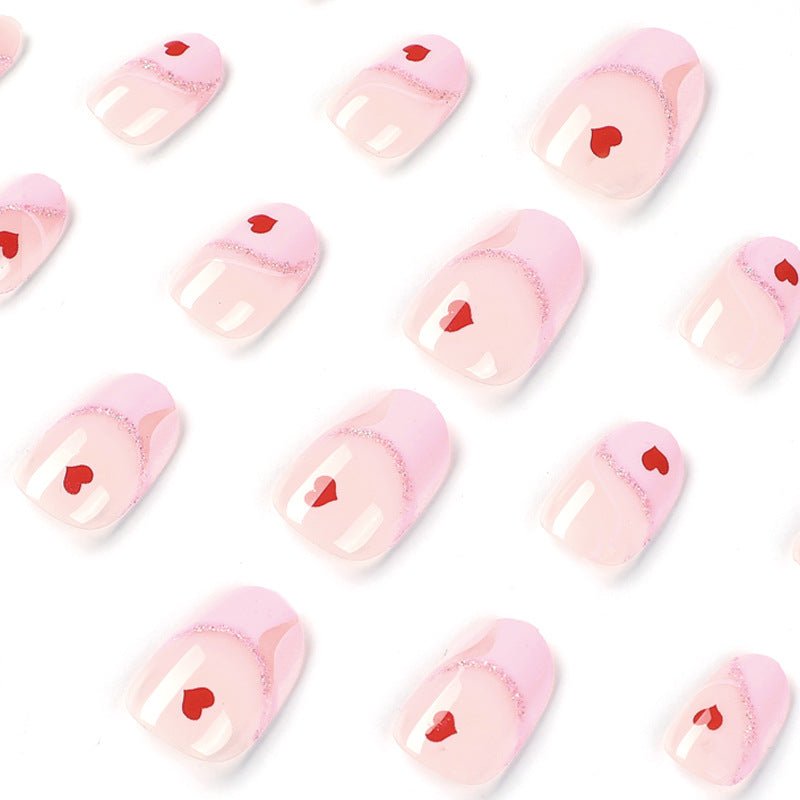 Sweetheart Swirl pink and red heart press-on nails, alternate view 3