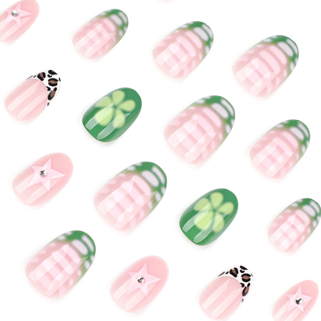 Fresh Green Round short press-on nails