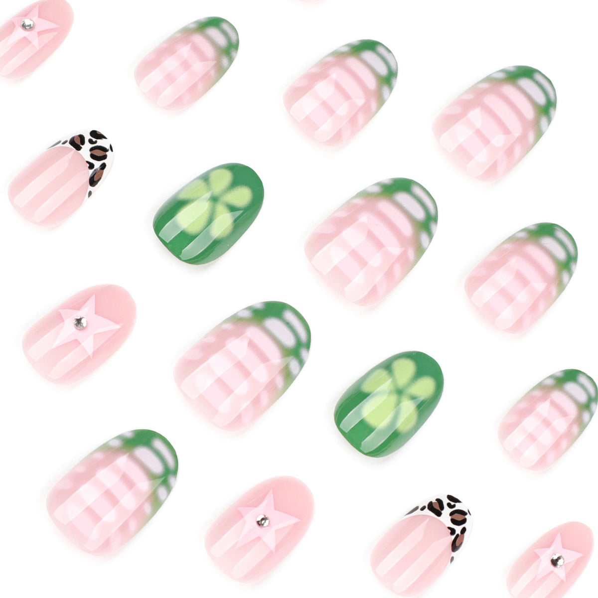 Fresh Green Round short press-on nails