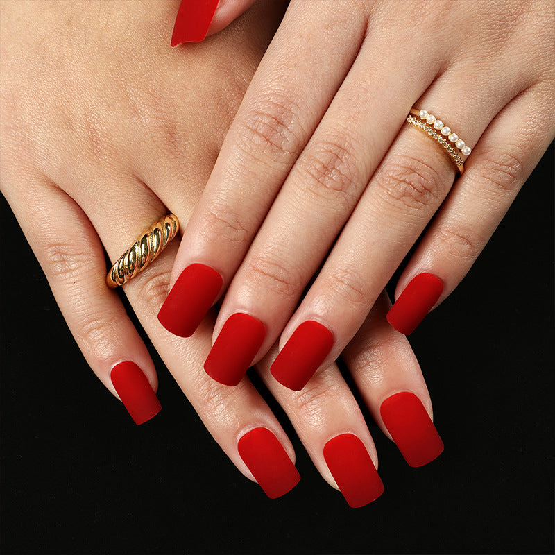 Matte Color Block square press-on nail collection