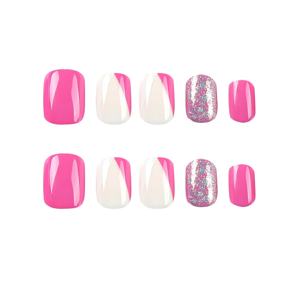 Lilac Silver Contrast short press-on nails
