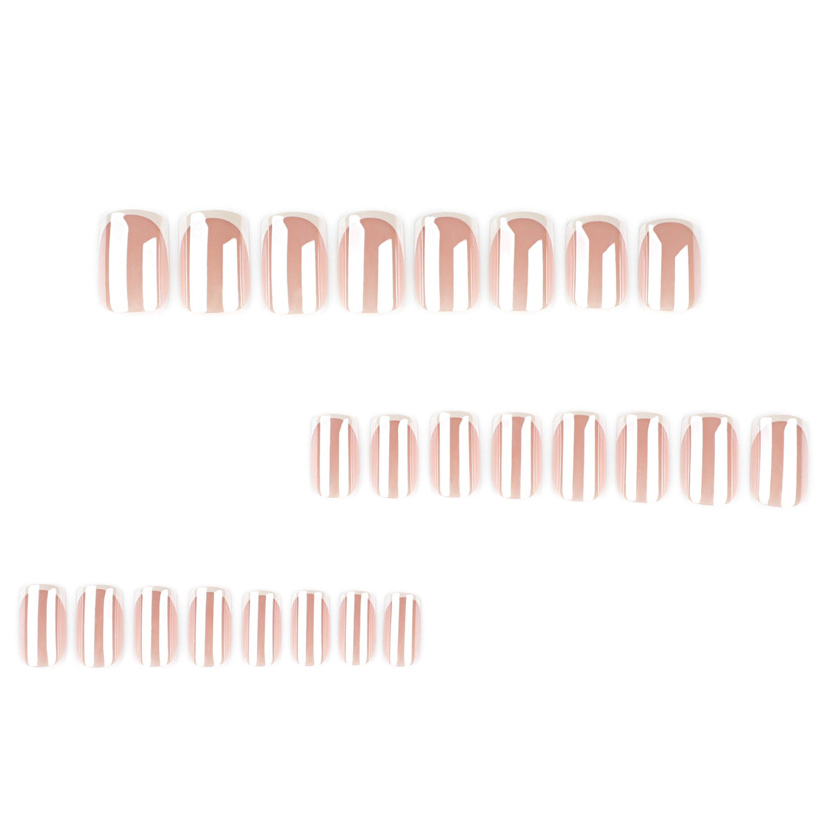 Bare French Shine nude and white press-on nails