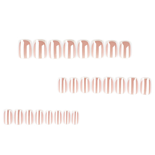 Bare French Shine nude and white press-on nails