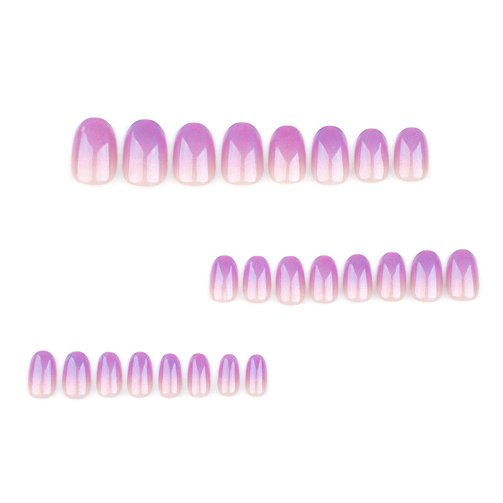 Lavender Fade French short round press-on nails