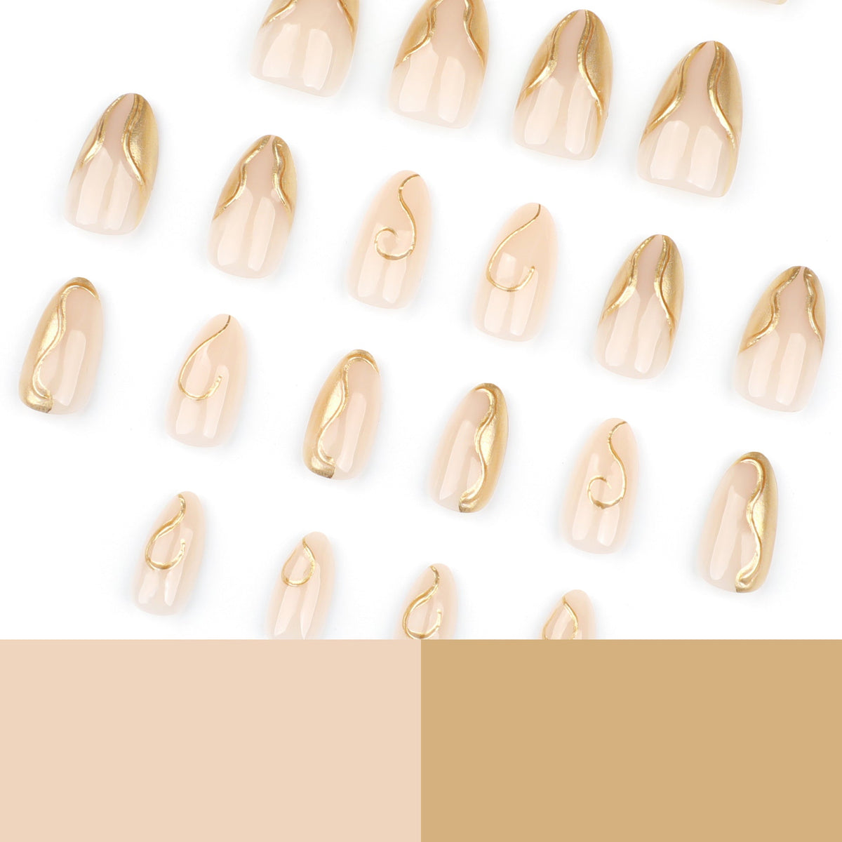 Gilded Abstract Almond 3D gold short almond press-on nails