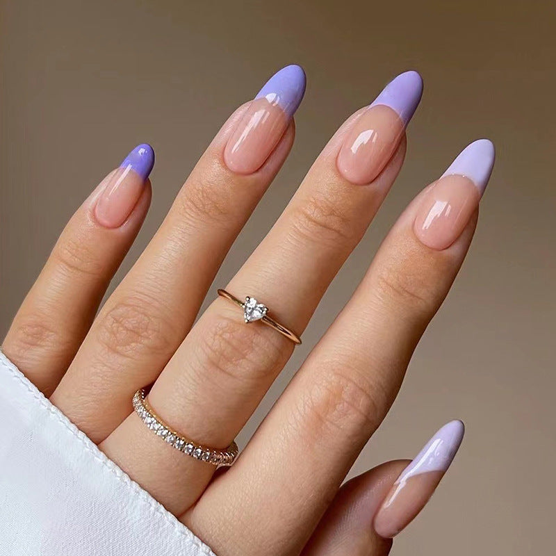 Taro French purple press-on nails