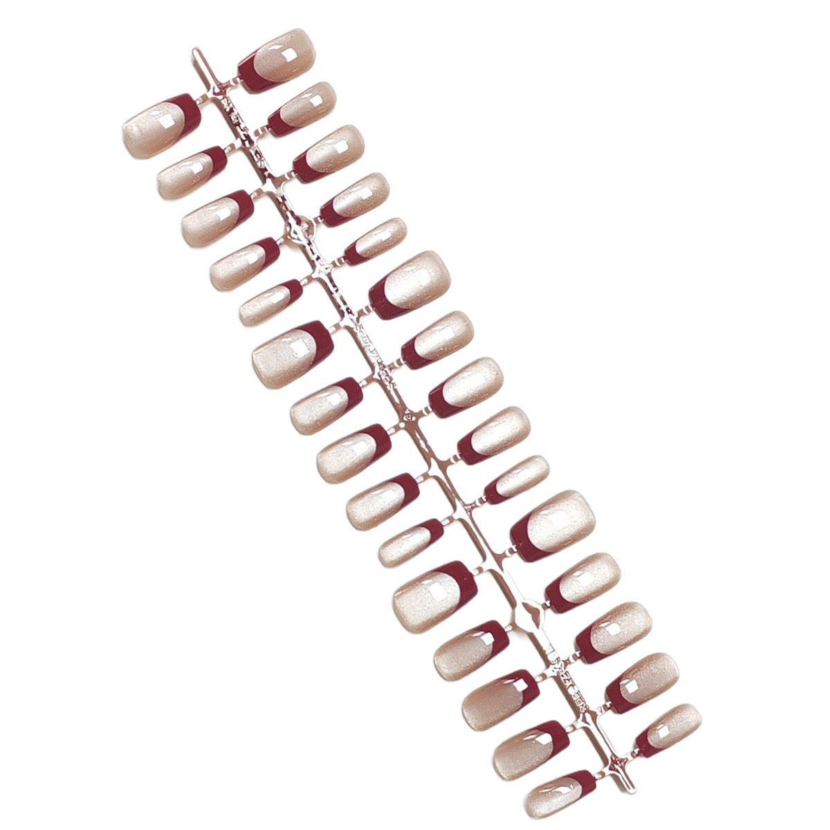 Ruby Cat Eye French medium almond 30-piece press-on nail set