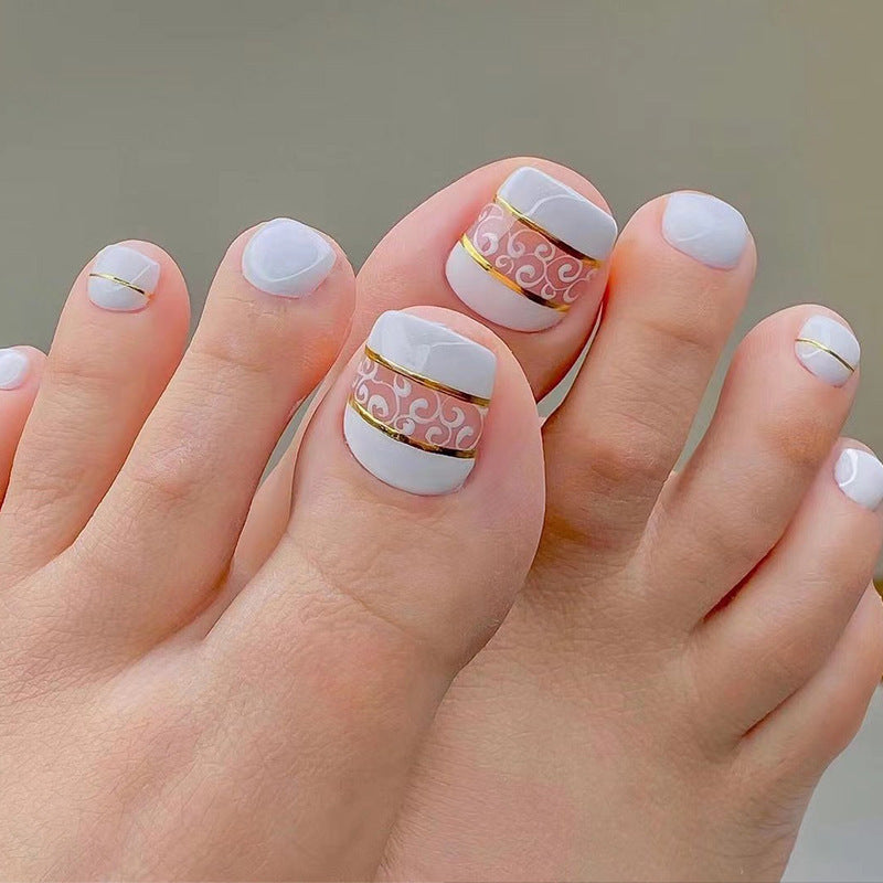 Clean White Pedi press-on toenails