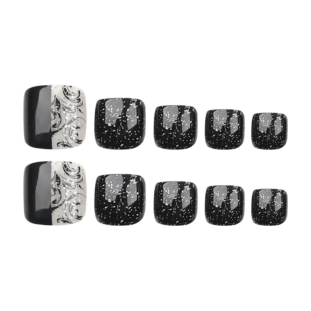 Noir Spark press-on toenails