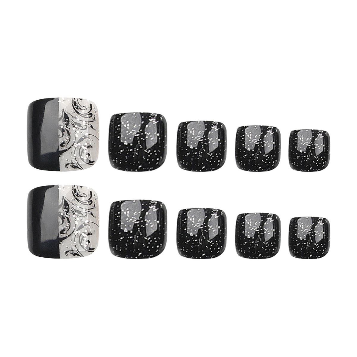Noir Spark press-on toenails