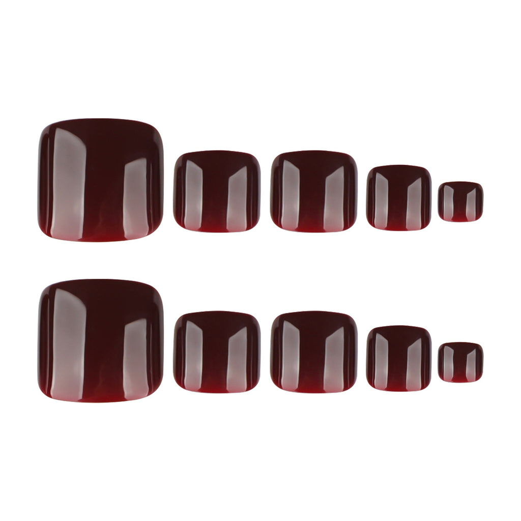Burgundy Luxe glossy press-on toenails