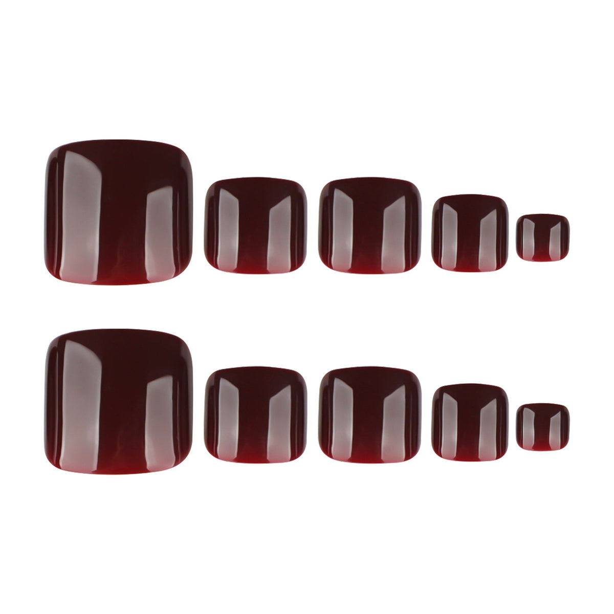 Burgundy Luxe glossy press-on toenails