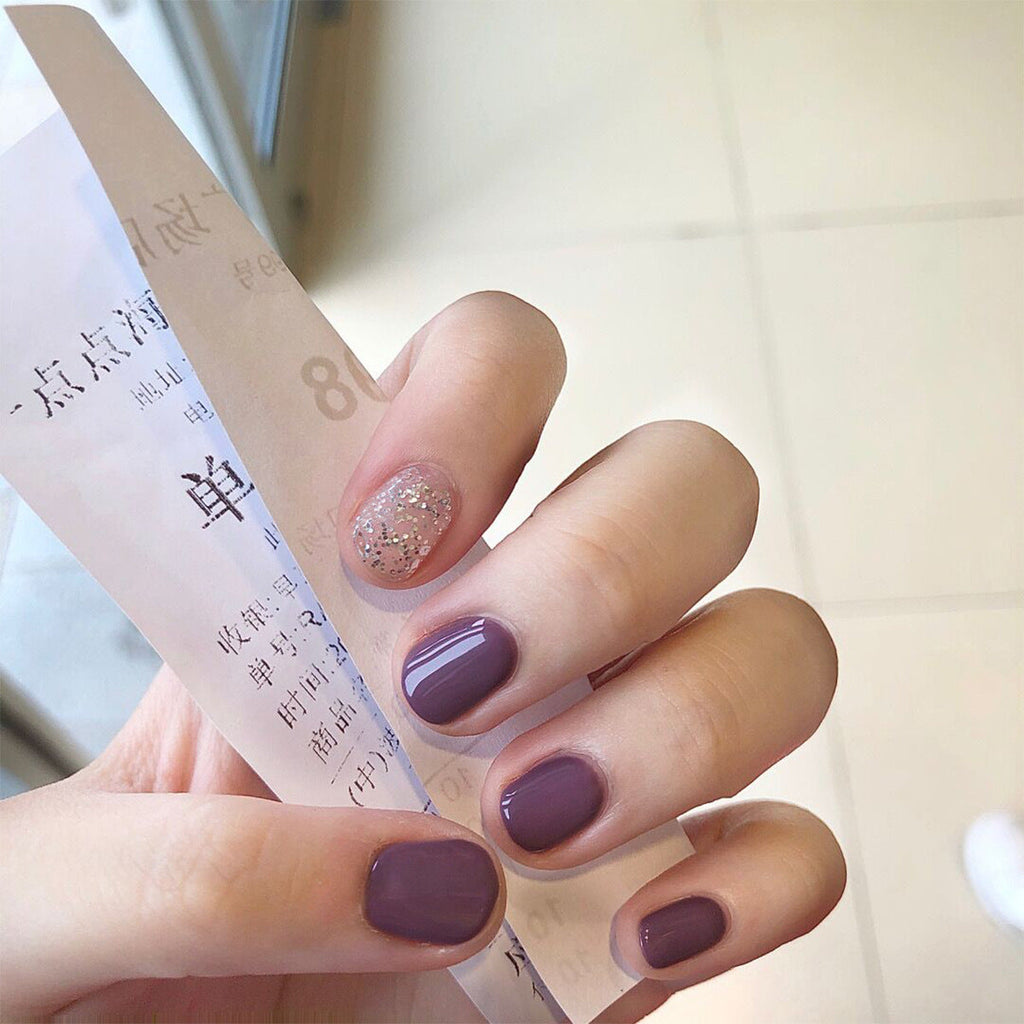 Rattan Purple Glitter short press-on nails