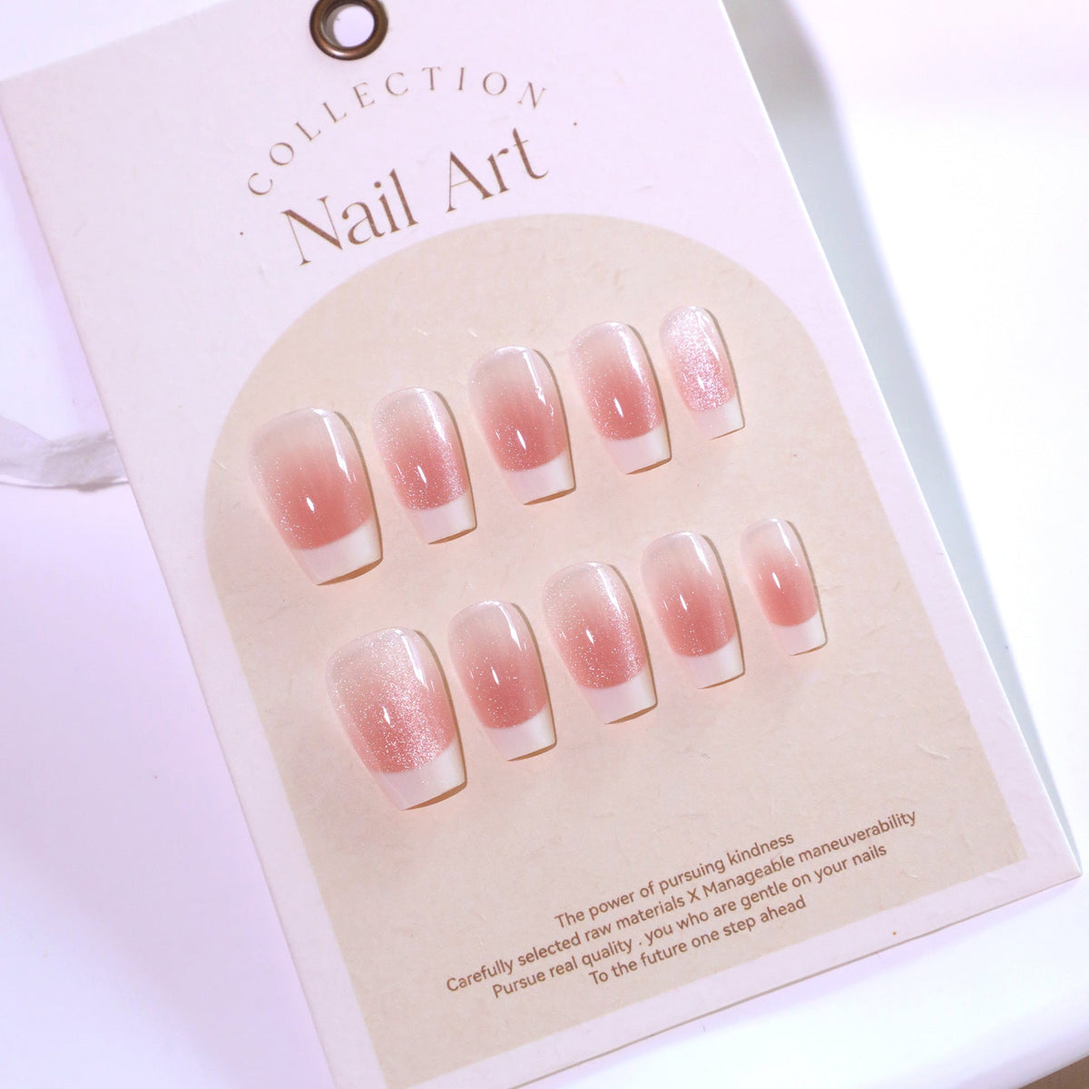 Cream Blush Cat Eye short ballet press-on nails