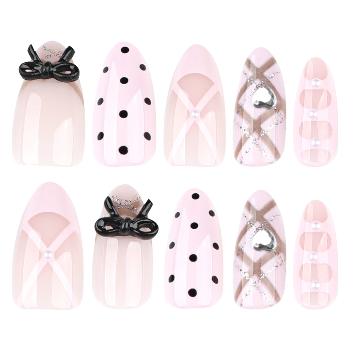 Noir Butterfly Dot press-on nails