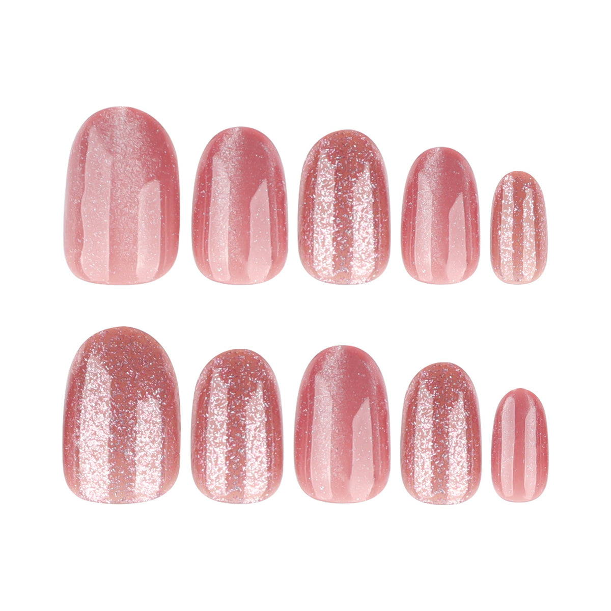 Blush Cat Eye Sparkle short round press-on nails