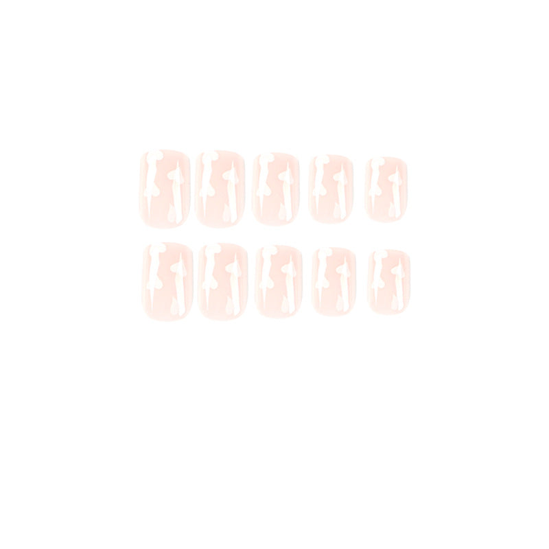 Nude Sweetheart white heart press-on nails