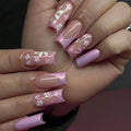 Chameleon Blossom pink and white press-on nails