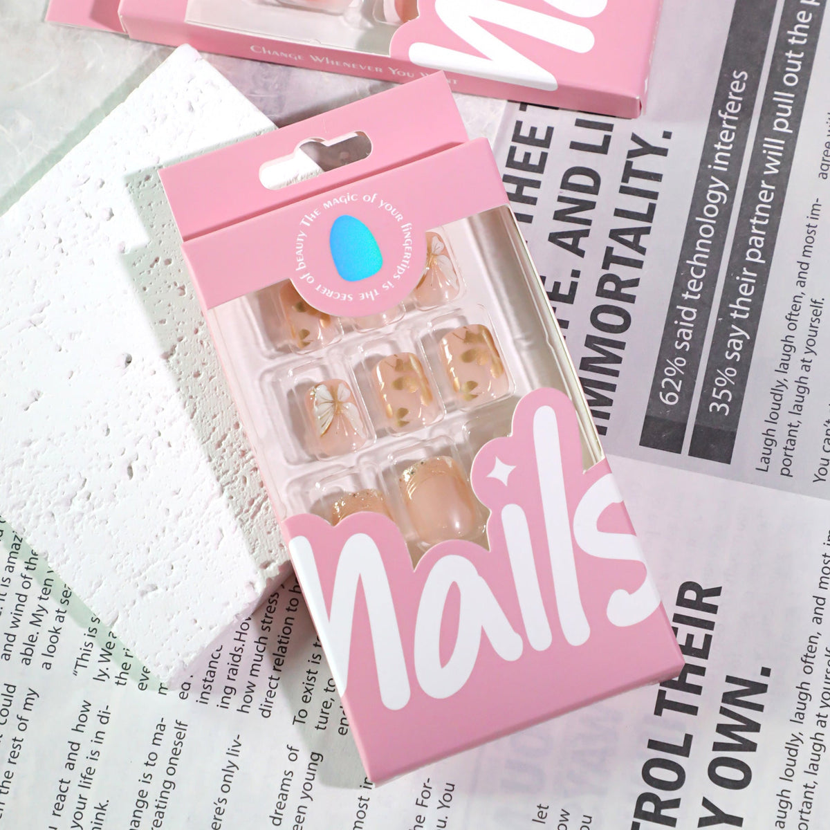 Butterfly Bloom short square press-on nails