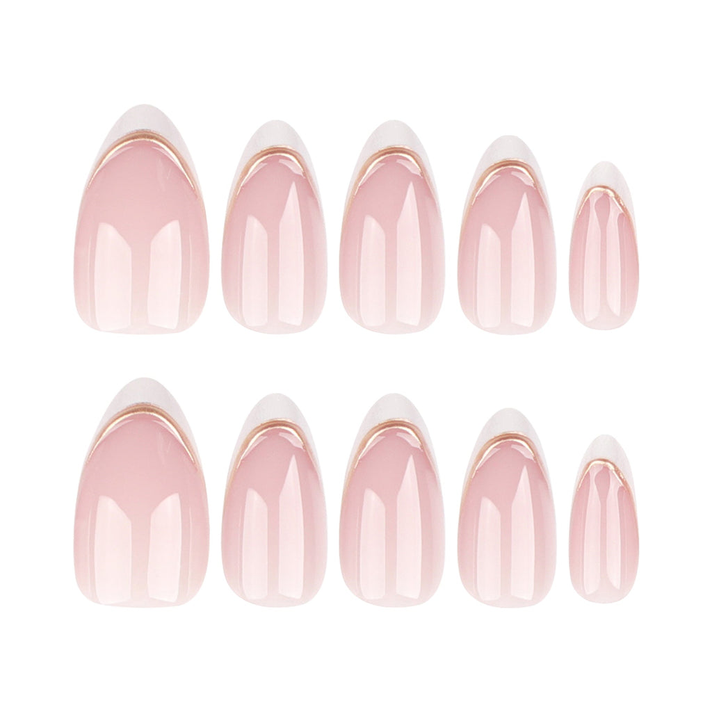 Gilded Stripe French 3D press-on nails