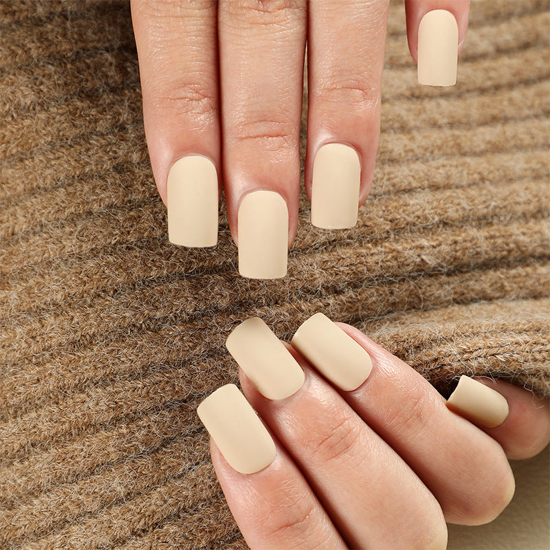 Matte Color Block square press-on nail collection