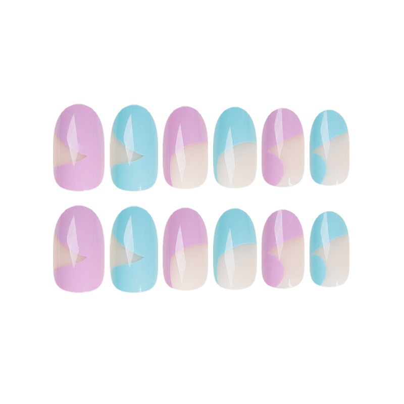 Colorblock French press-on nails