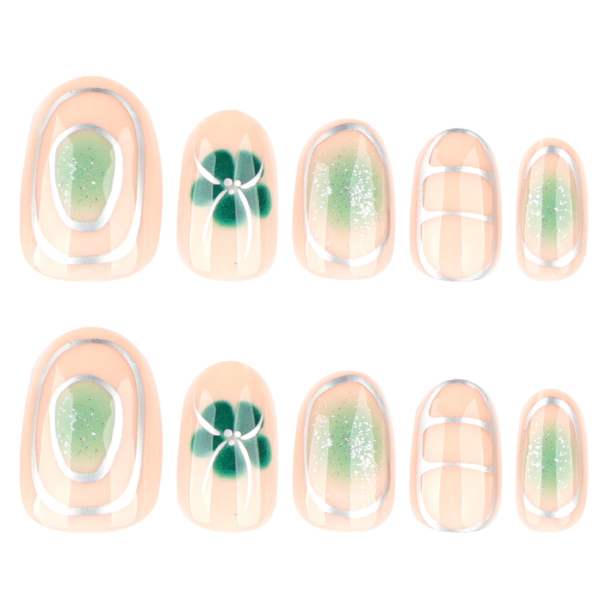 Green Garden almond press-on nails