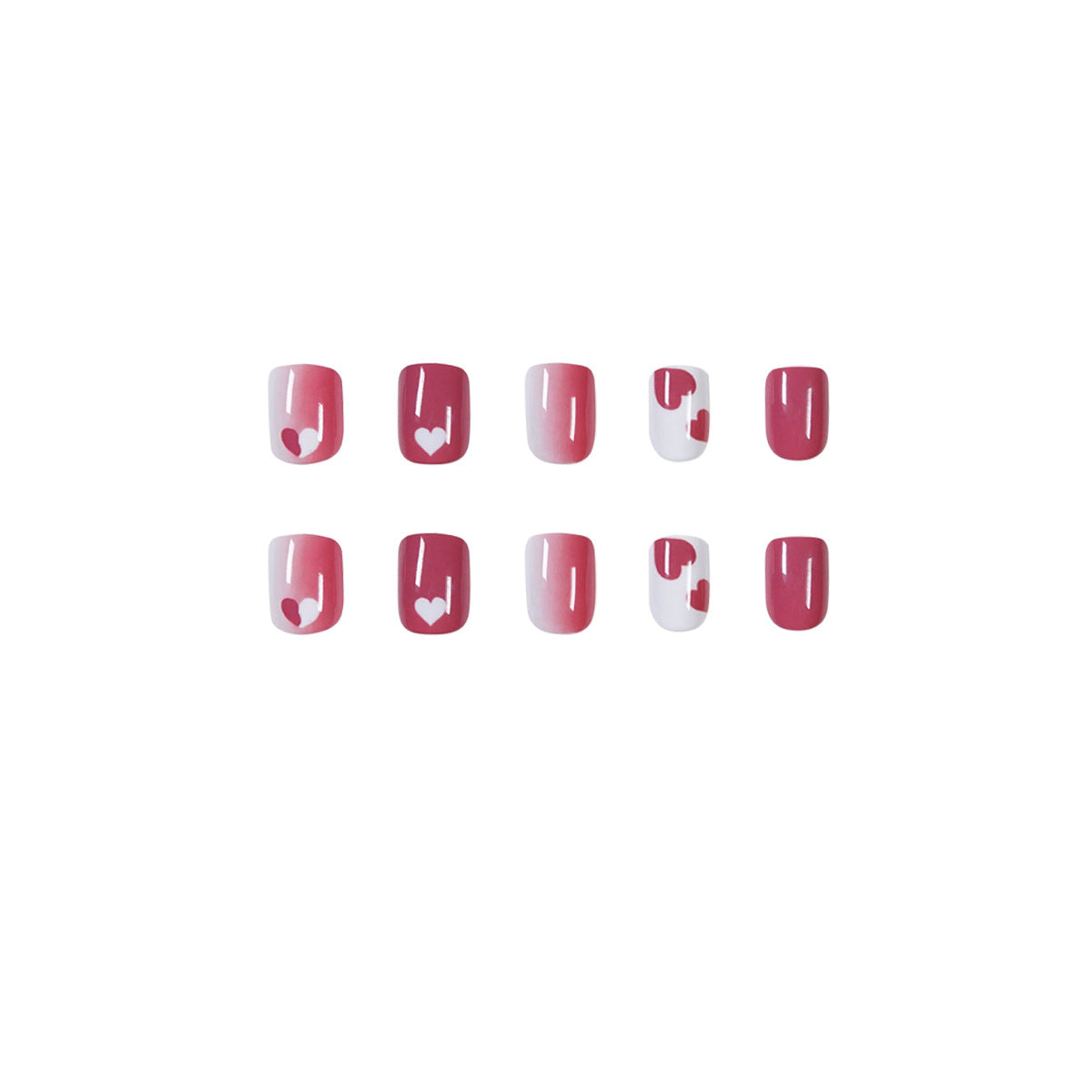 Raspberry Heart Graffiti press-on nails