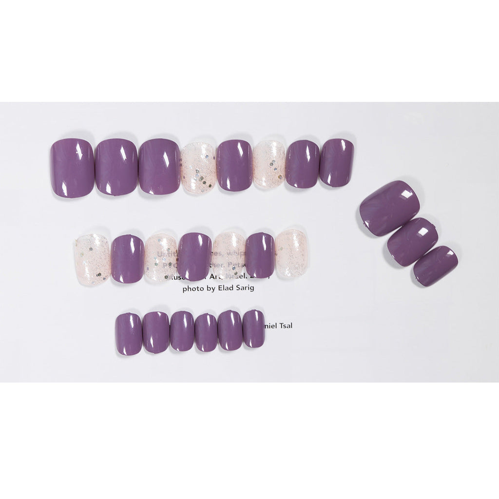 Rattan Purple Glitter short press-on nails