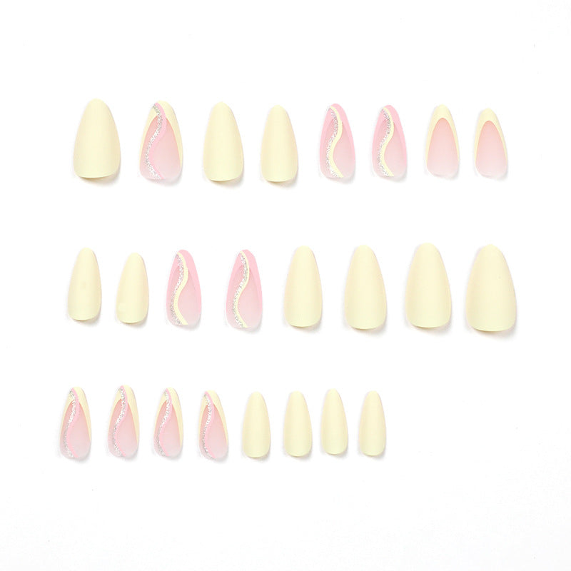 Pastel Line French matte glitter press-on nails