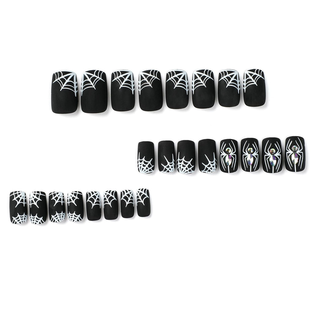 Midnight Web matte black Halloween press-on nails