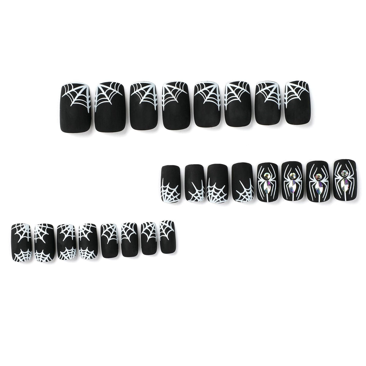 Midnight Web matte black Halloween press-on nails