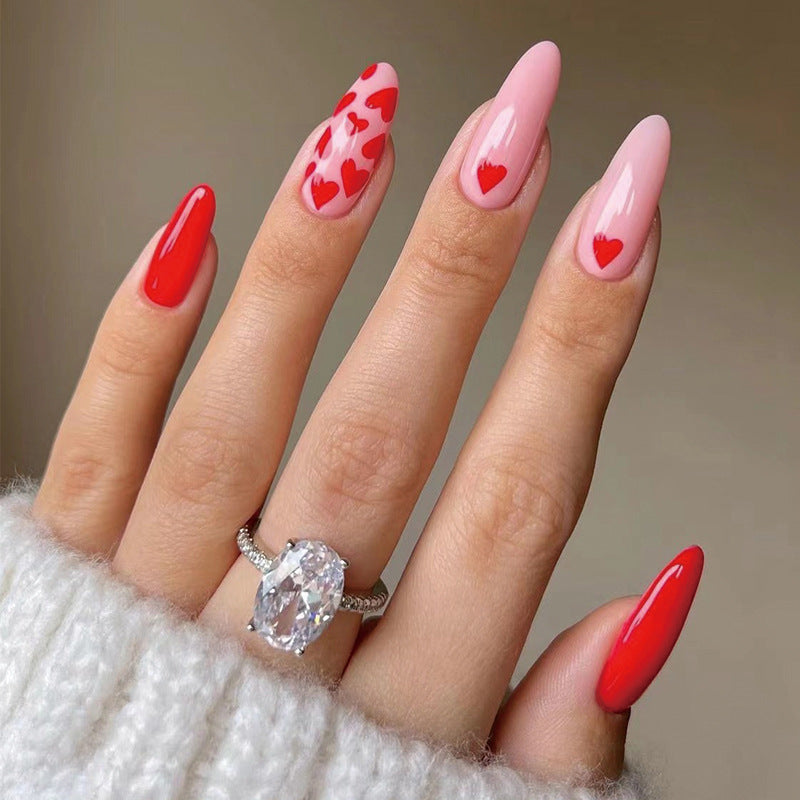 Pink Heart press-on nails