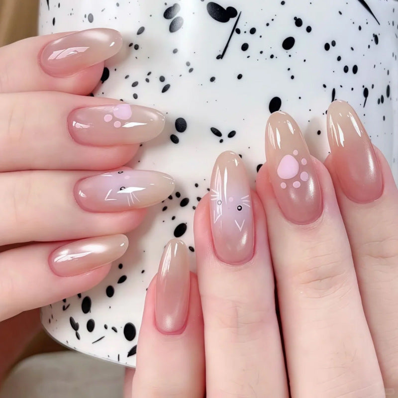 Pink Paw Cat Eye press-on nails