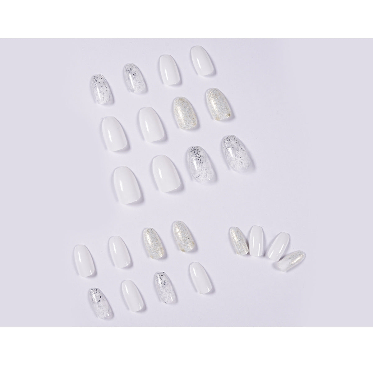 Snowfall Glitter Ballet short press-on nails