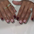 Merlot Dot short square wine red press-on nails