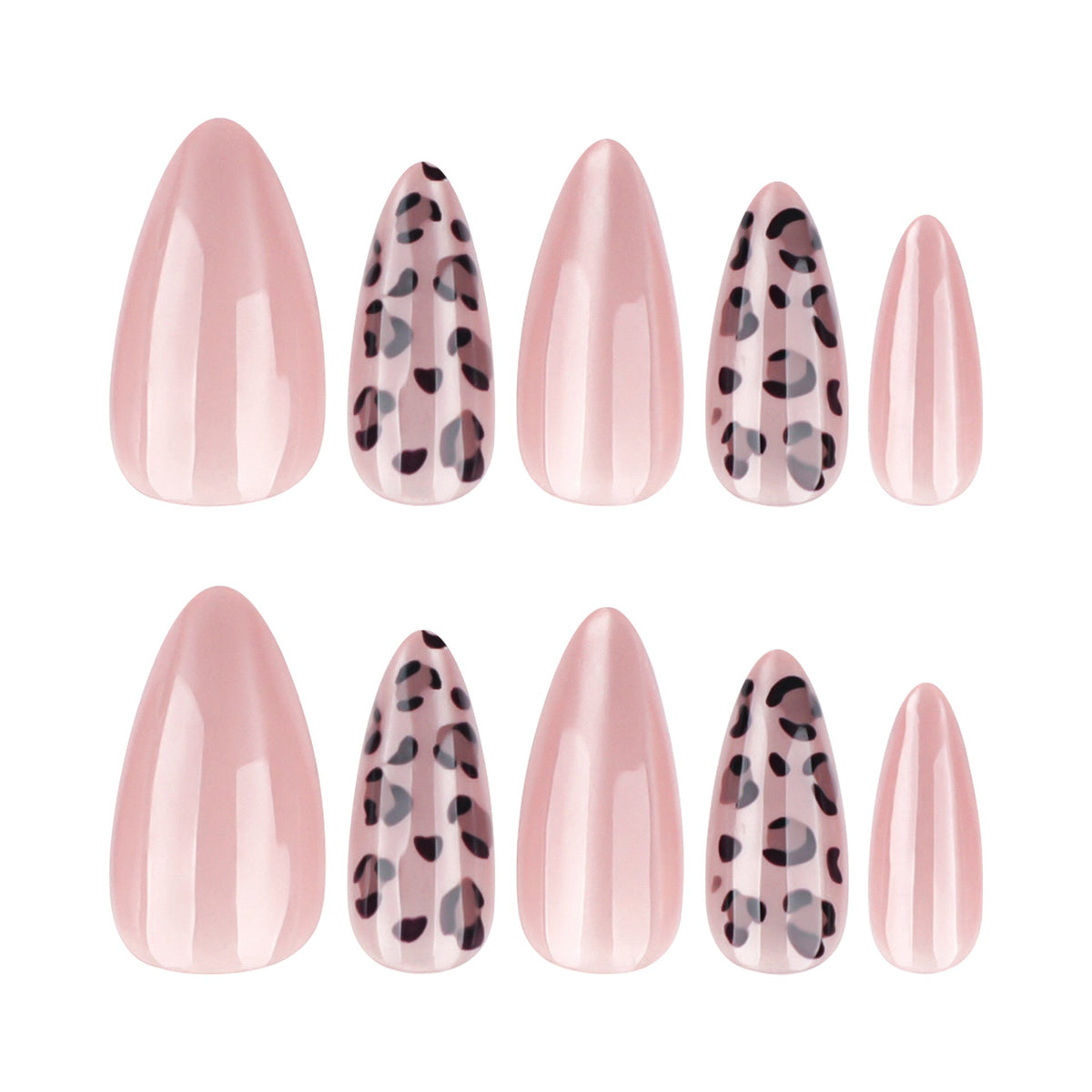 Leopard Cat Eye short almond press-on nails