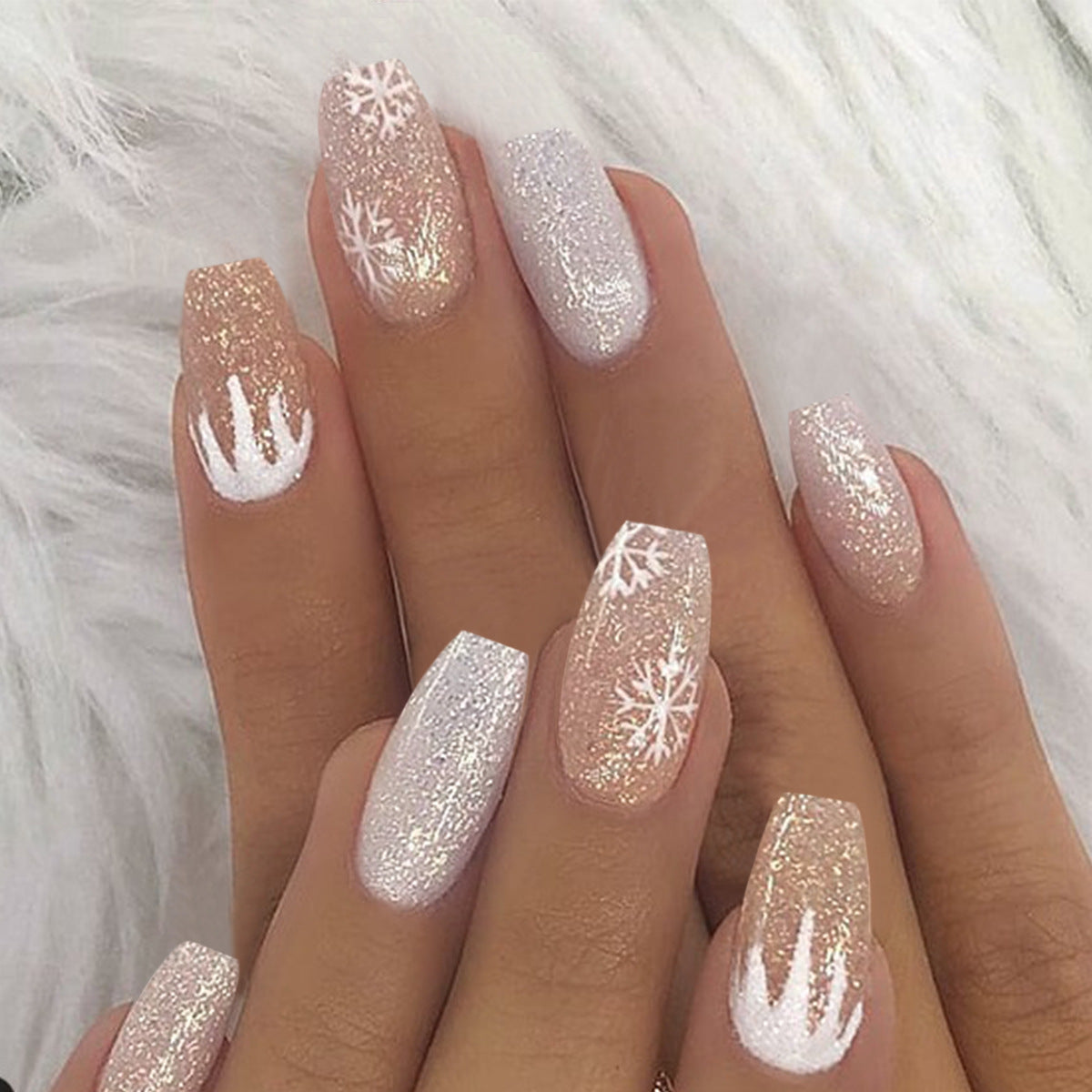 Winter Cheer holiday short almond press-on nails, alternate view 21