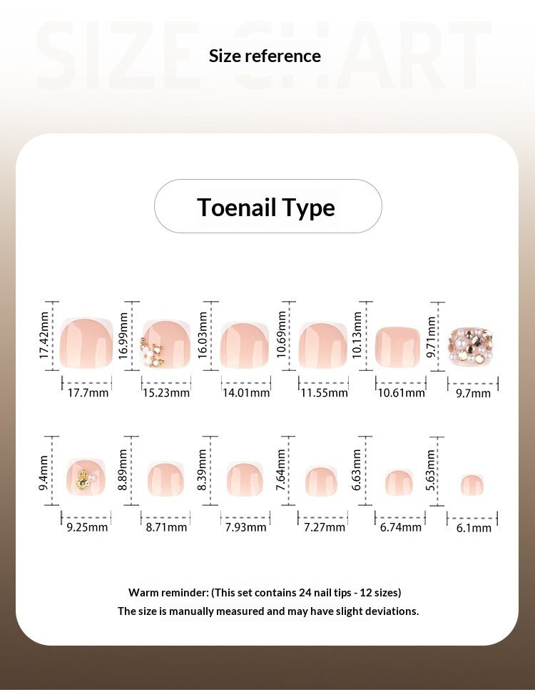 Nude Gold Rhinestone press-on toenails
