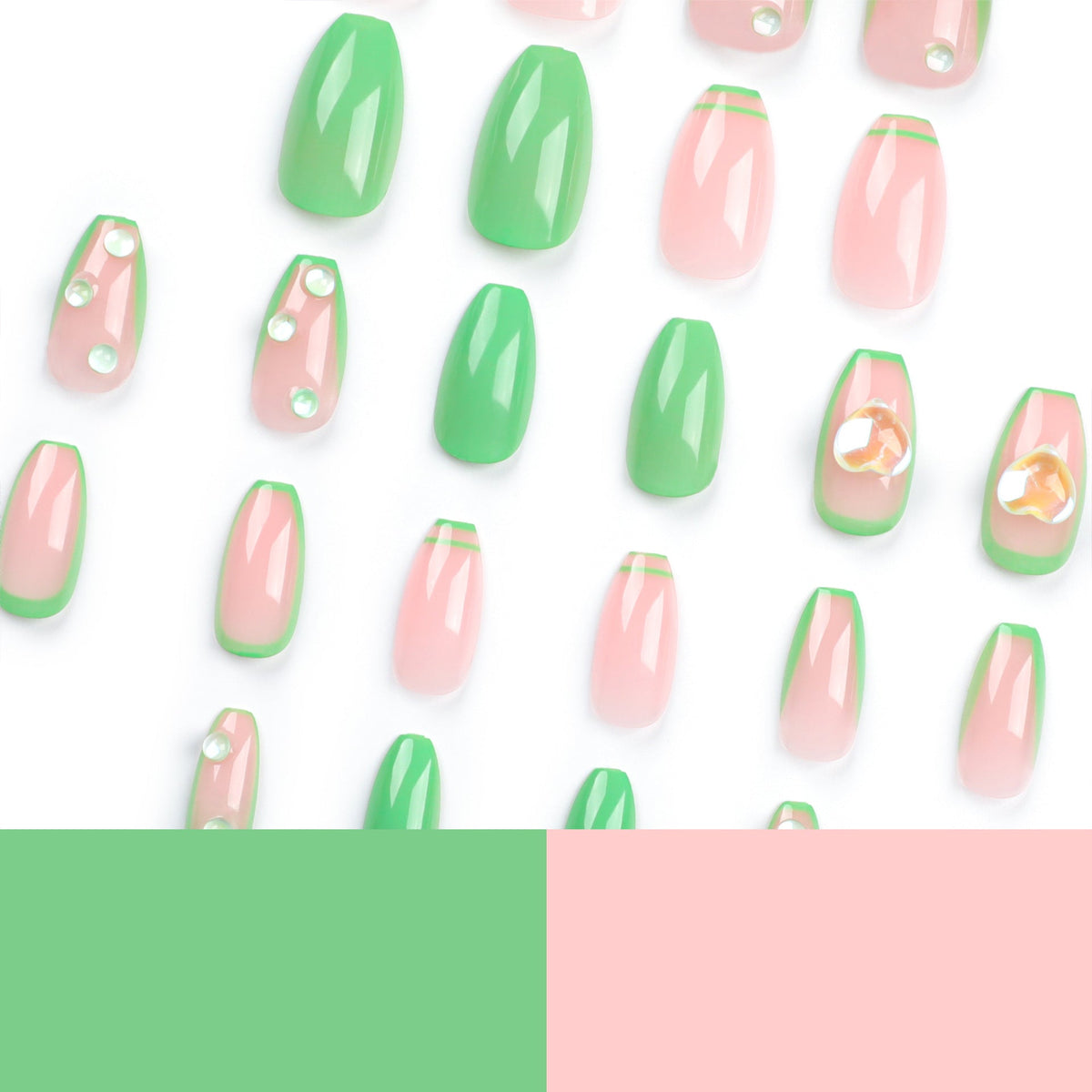 Fresh Green French short ballet press-on nails